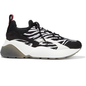 Stella McCartney Eclypse Mesh and Zebra-Print Velvet Sneakers like new!
